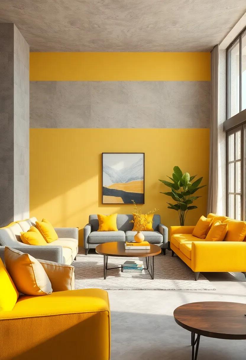 Using Natural Light to Enhance the Warmth of Yellow and the Coolness of Grey in an Inviting Atmosphere