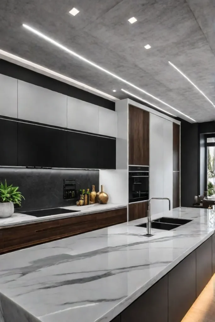 Kitchen with recessed lighting