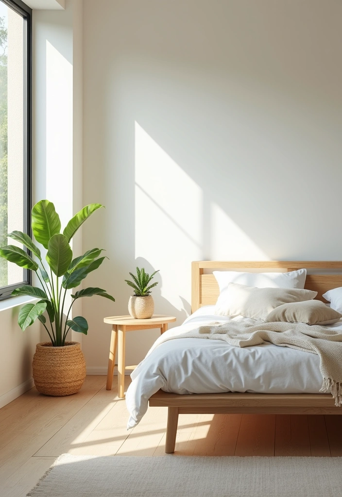 Minimalist Decor to Enhance Natural Light in Botanical Bedroom