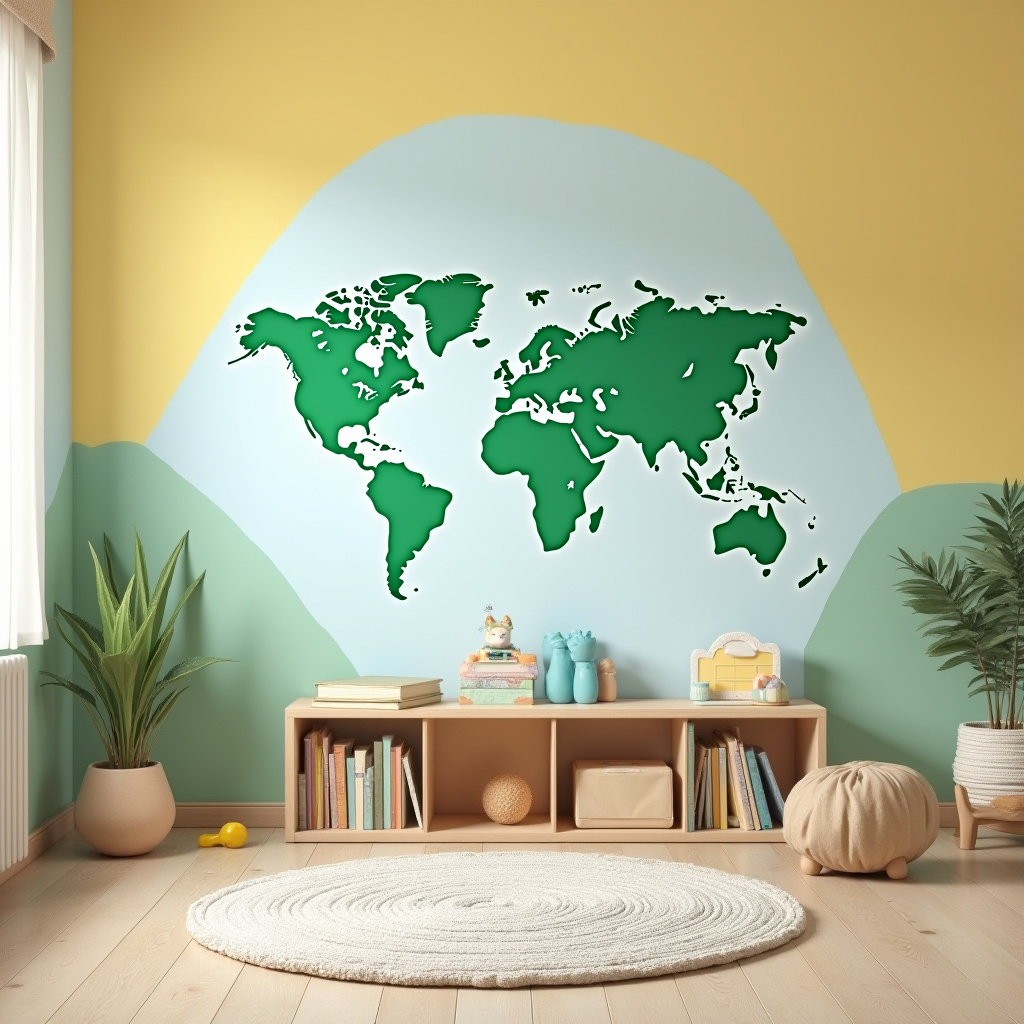 world map accent wall
