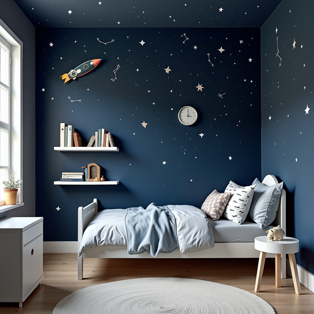 space-themed accent wall