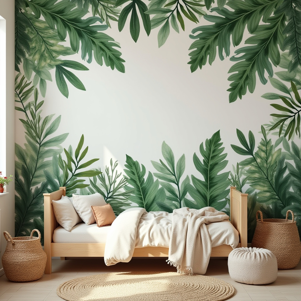 tropical jungle accent wall