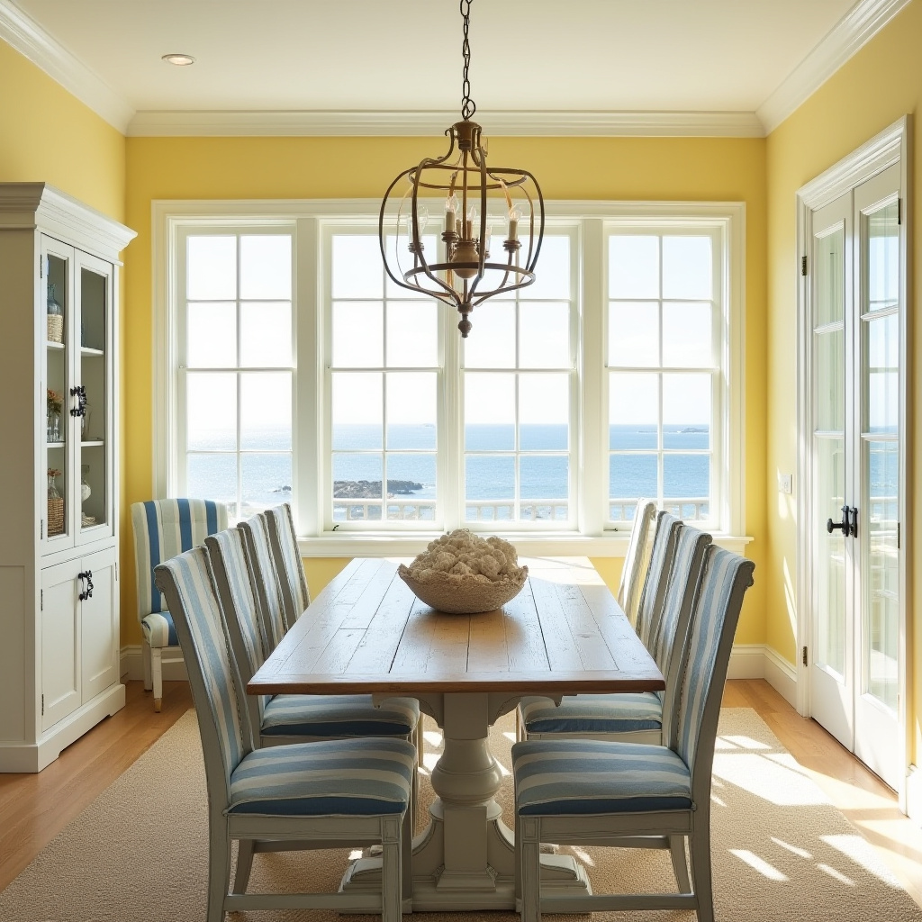 Coastal yellow dining room