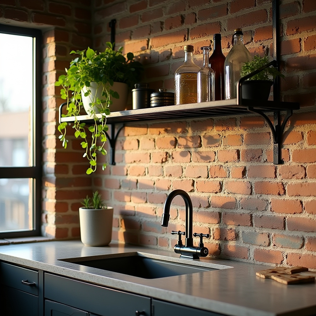 industrial metal wire shelf with vintage decor