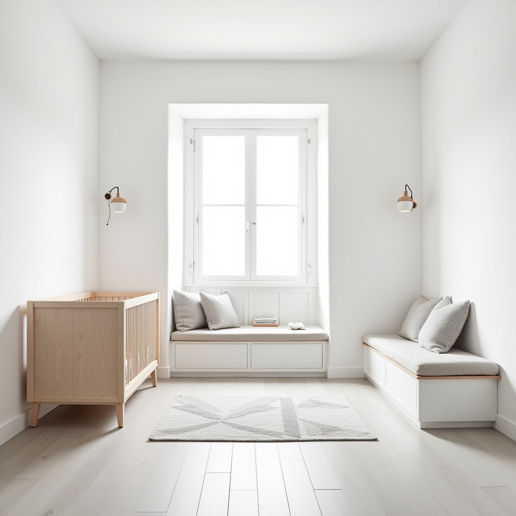 minimalist white nursery