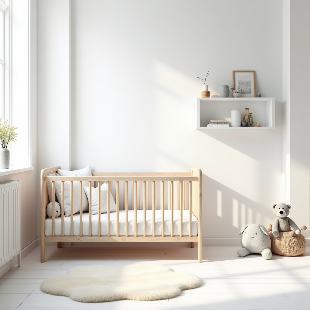 Scandinavian minimalist nursery details