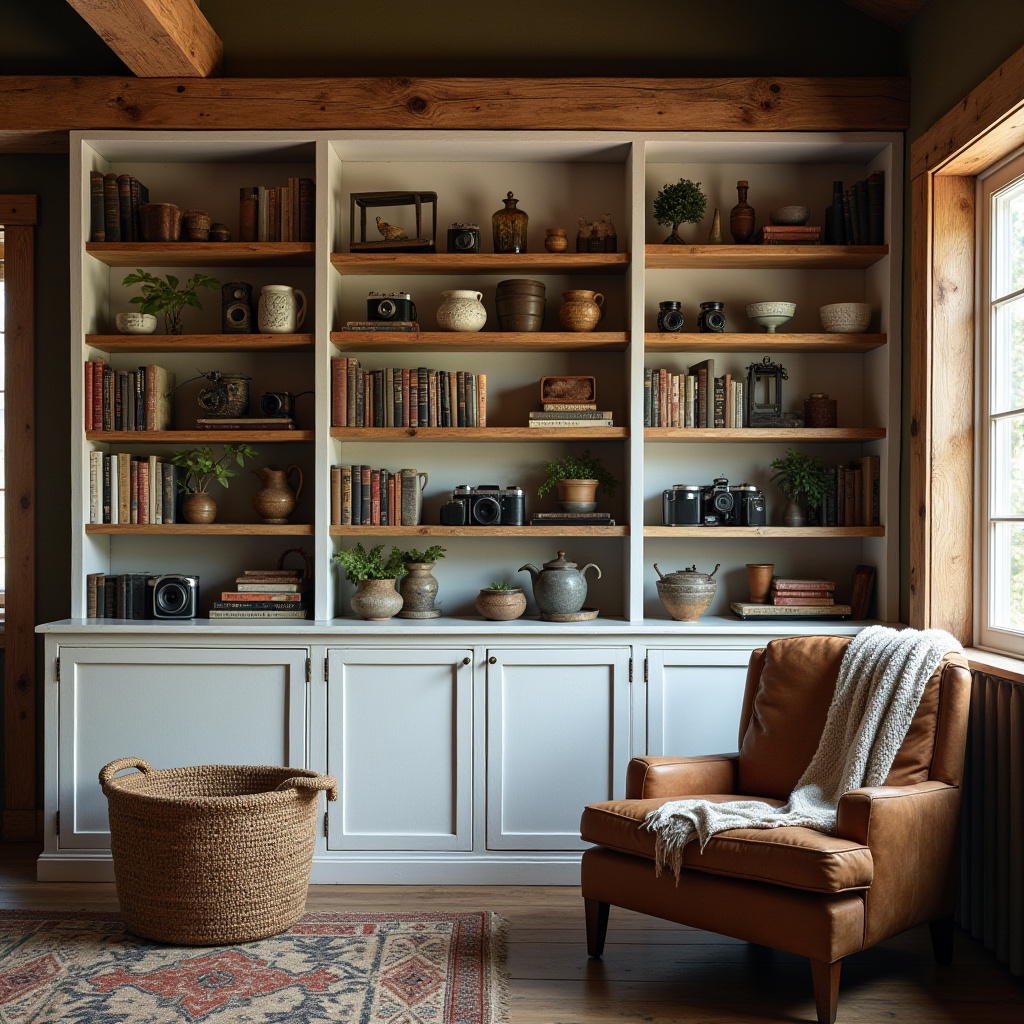 white bookshelf decor rustic cabin