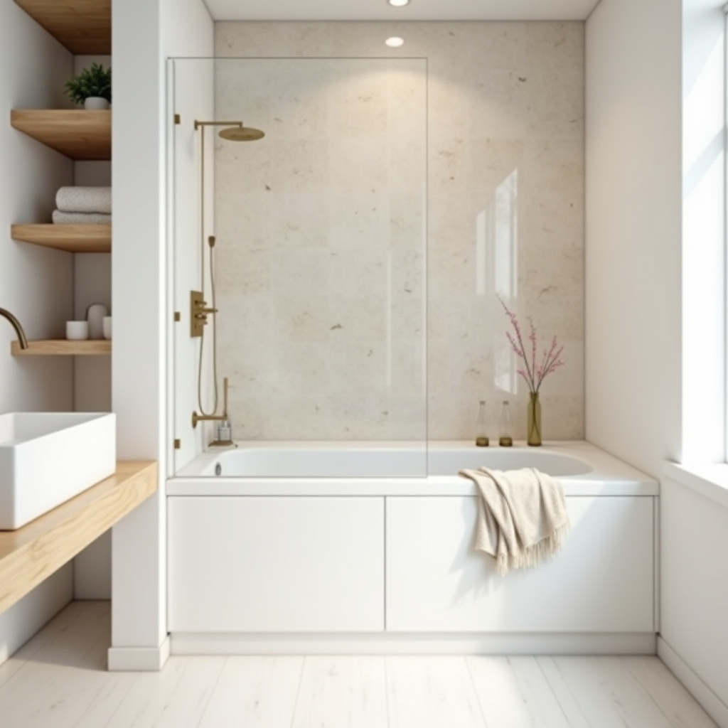 Scandinavian style bathroom with glass shower