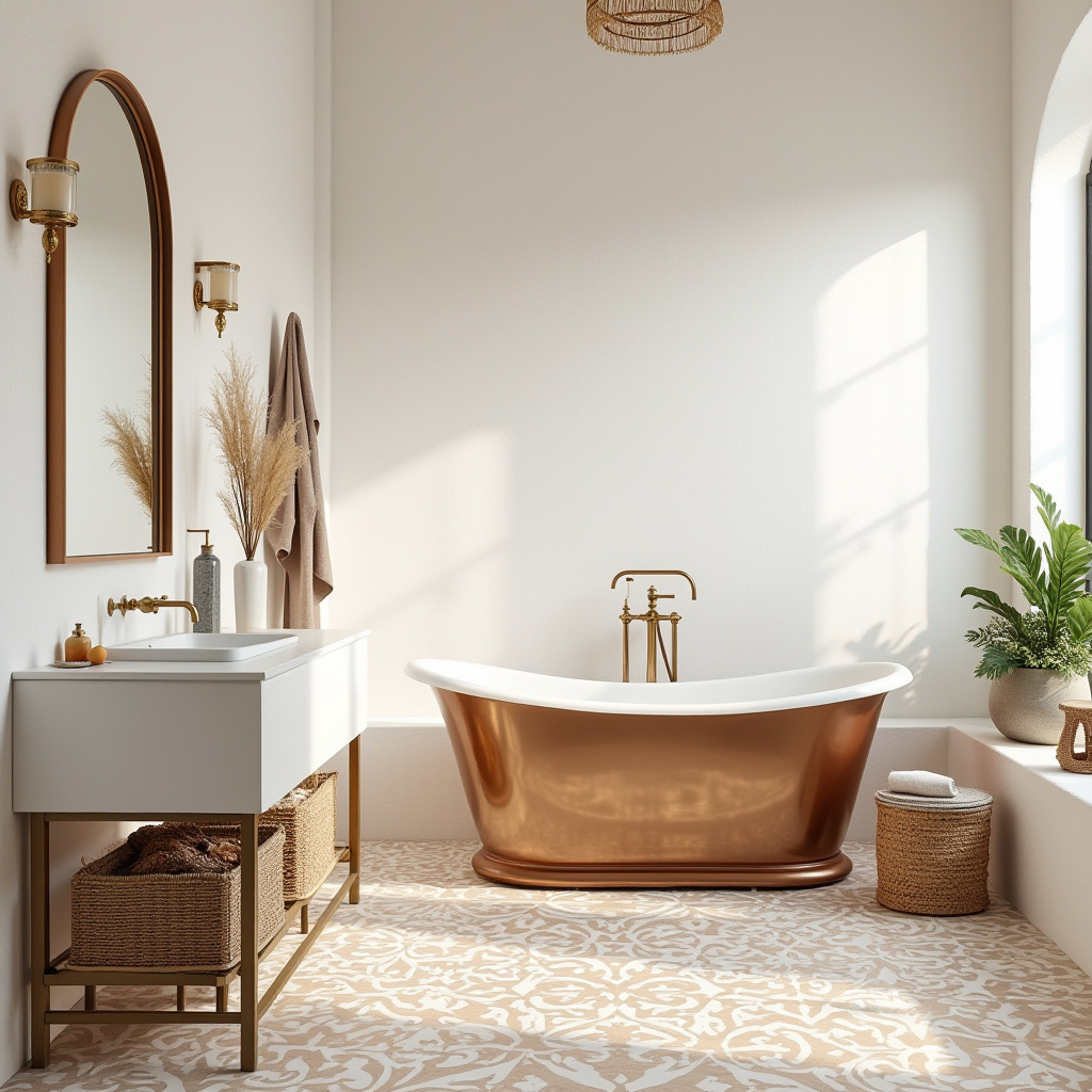 Mediterranean style bathroom with hand-painted tiles