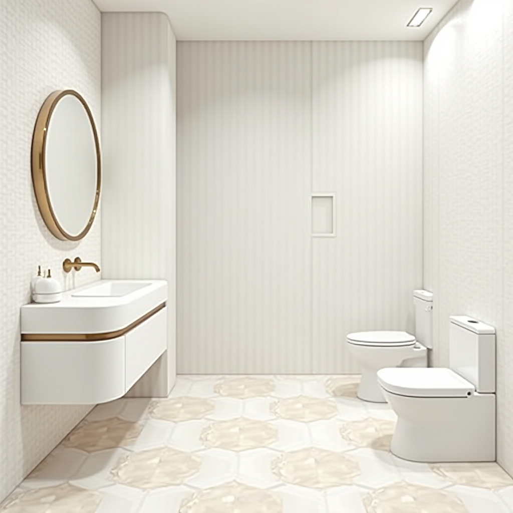 mid-century modern bathroom with geometric tiles