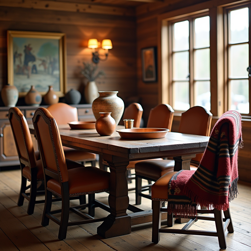 traditional western dining room with cultural accents