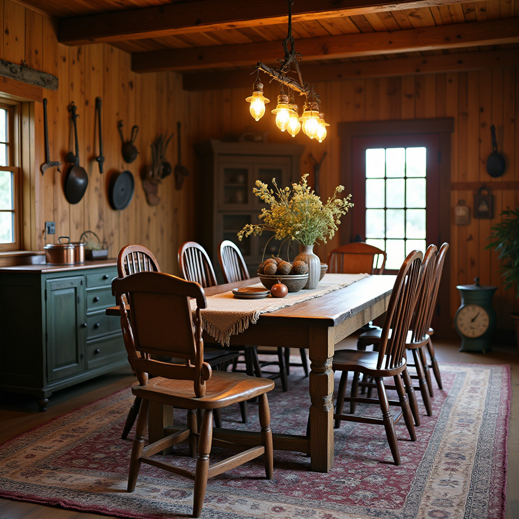 vintage ranch tools in dining room