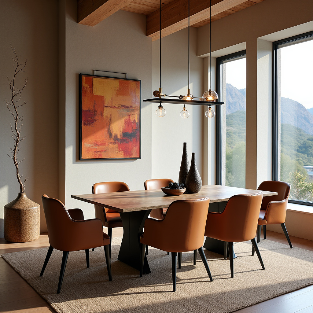 abstract southwestern artwork in dining room
