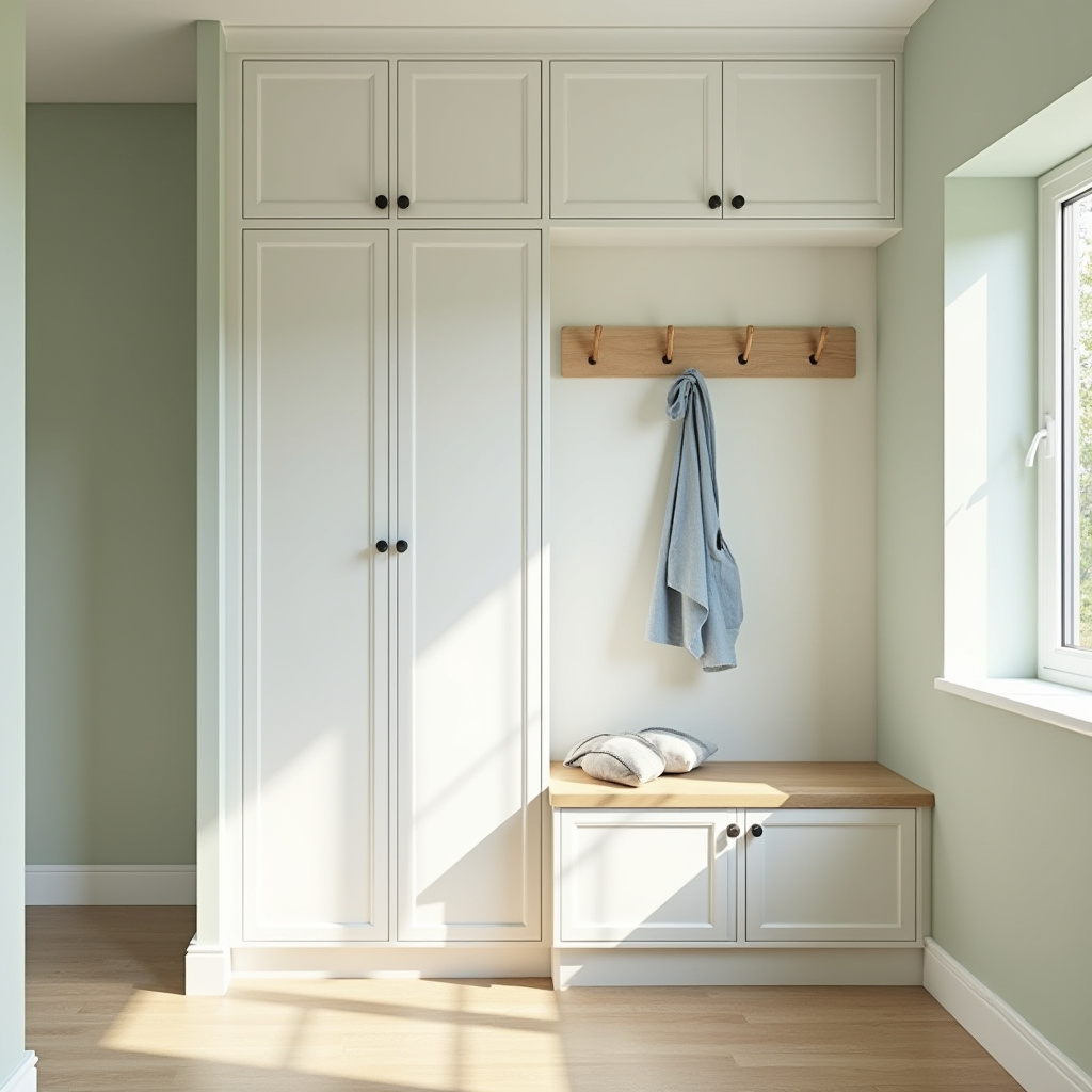 Scandinavian hallway bench and storage