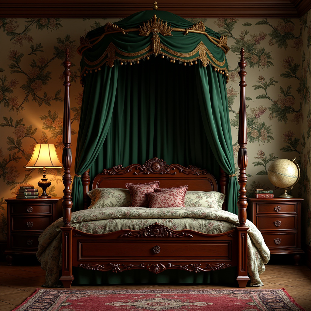 botanical wallpaper in victorian kids room