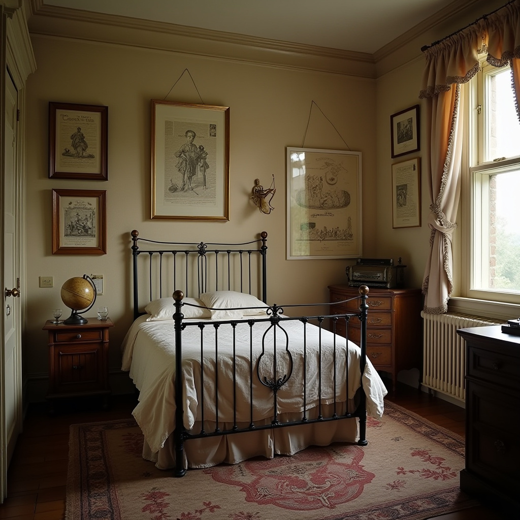 wrought iron bed in victorian kids room