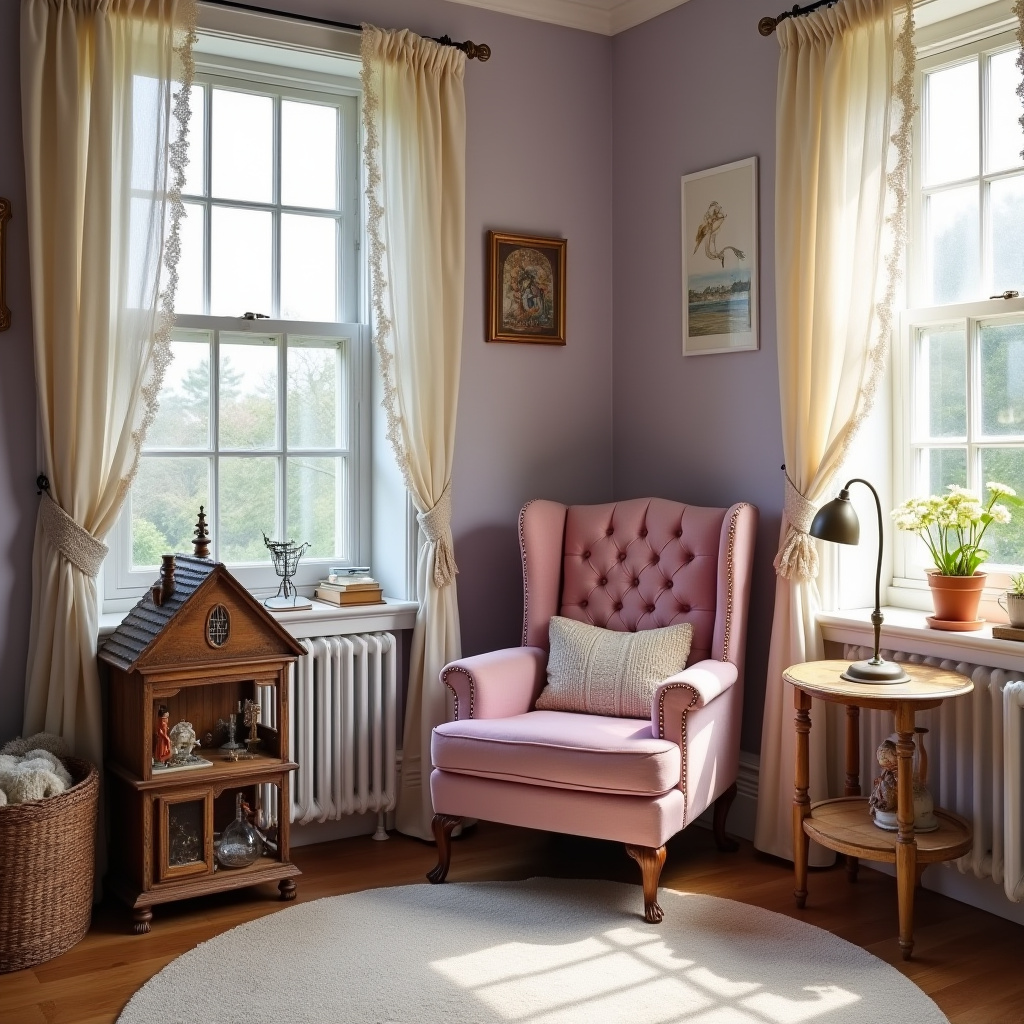 tufted velvet armchair in victorian kids room