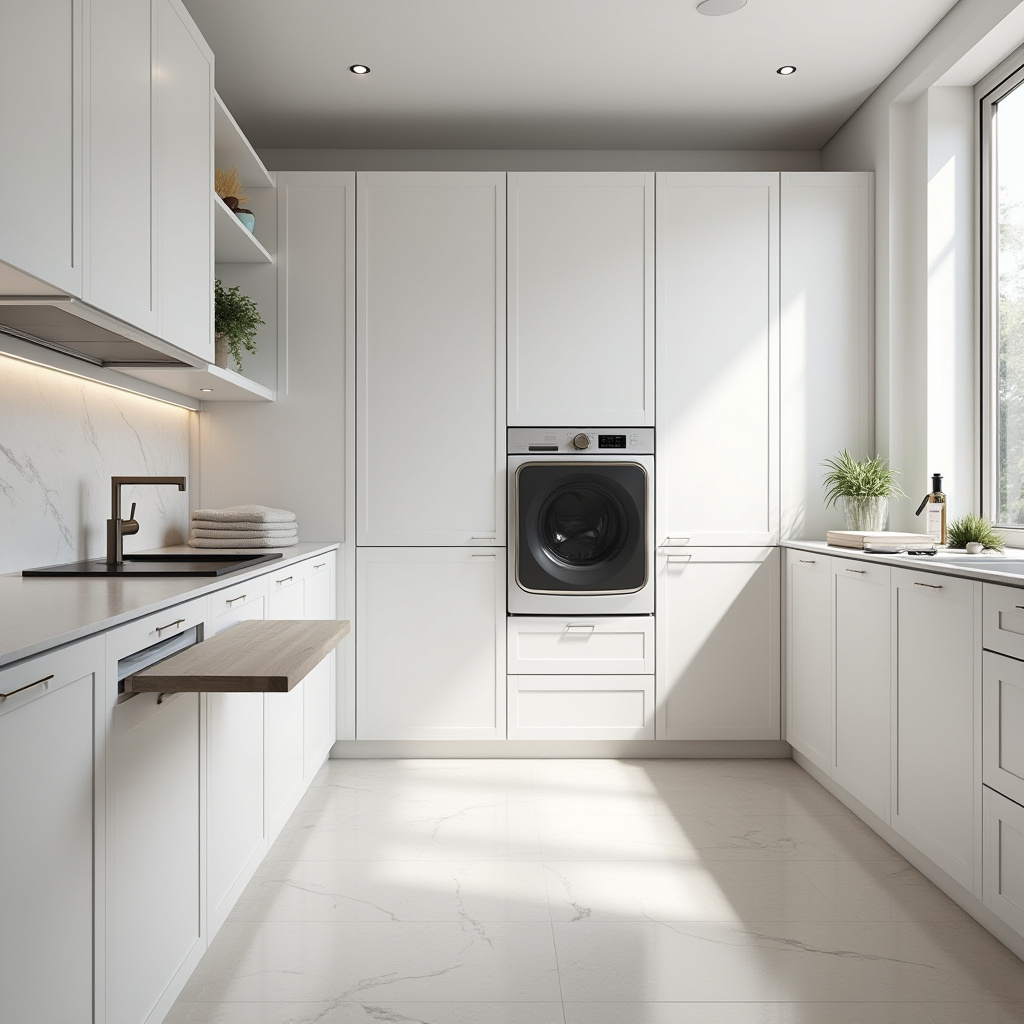 minimalist laundry room with concealed appliances