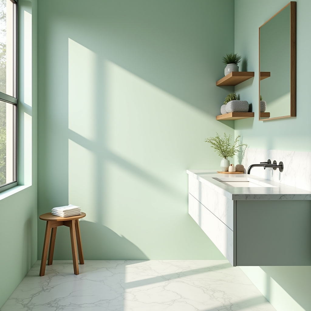 Scandinavian Style Light Green Bathroom