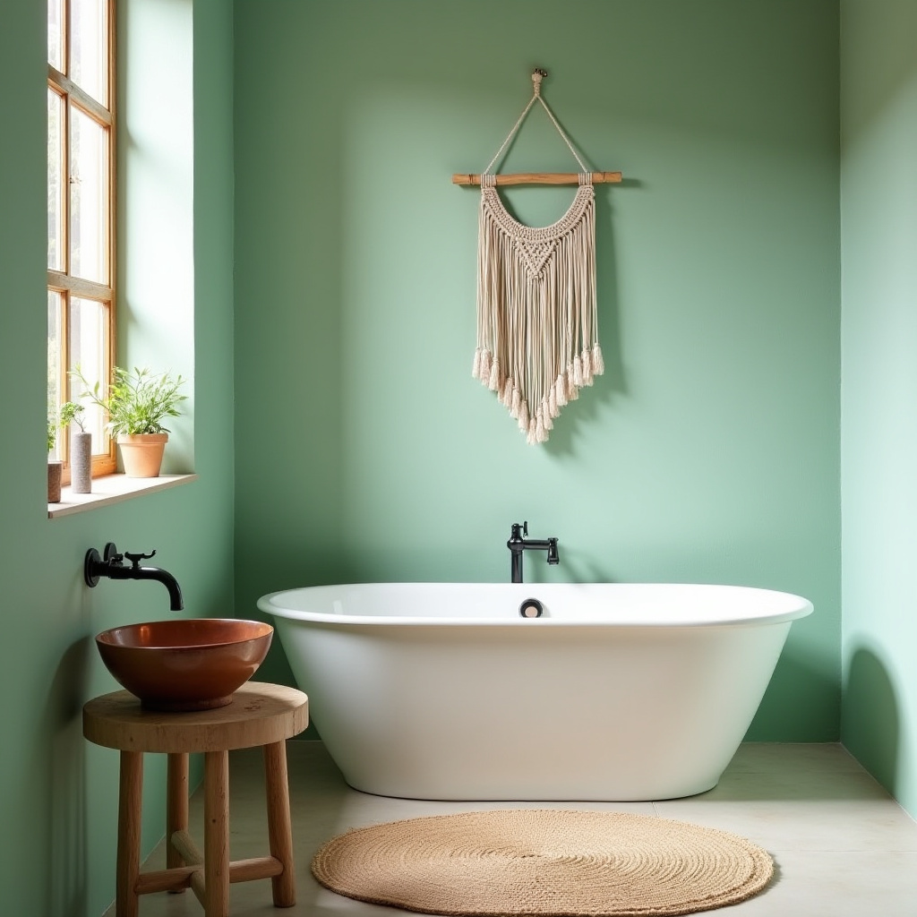 Bohemian Mint Green Bathroom
