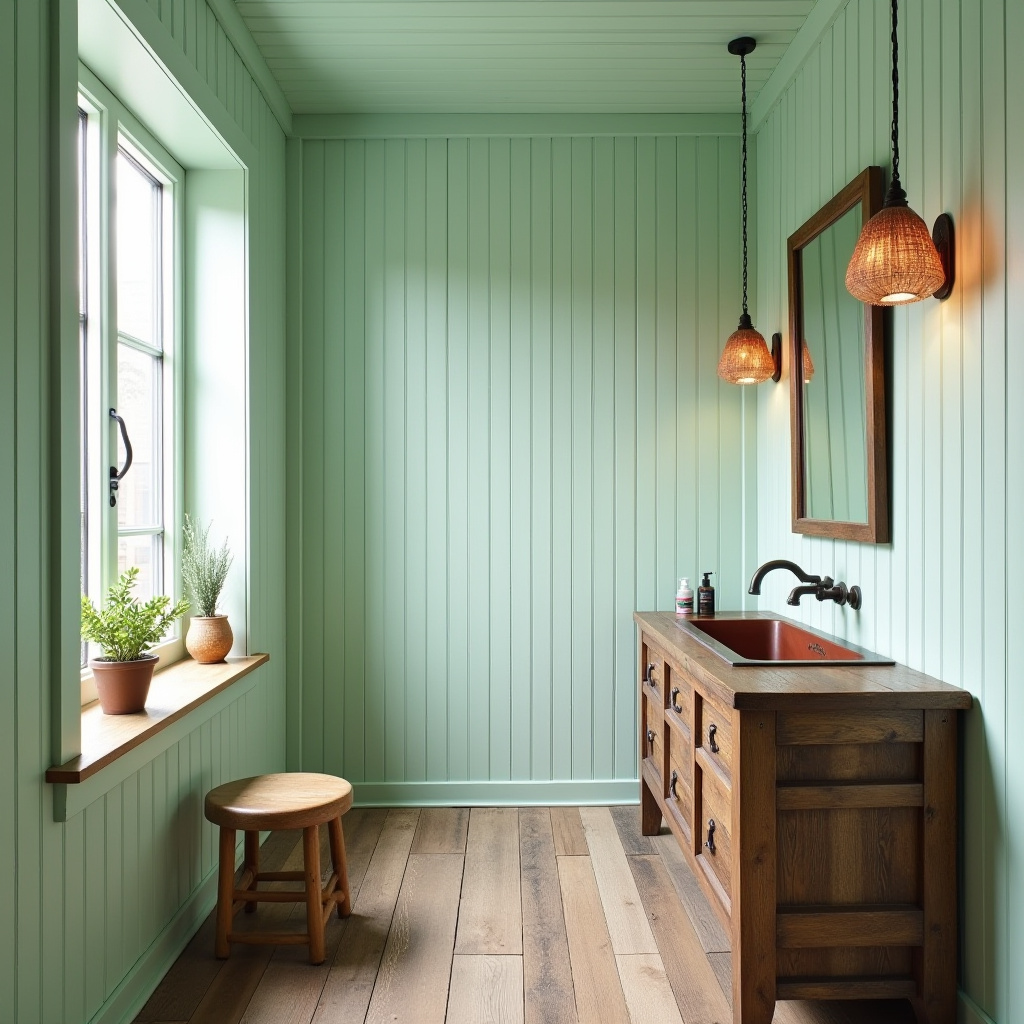 Rustic Mint Green Bathroom