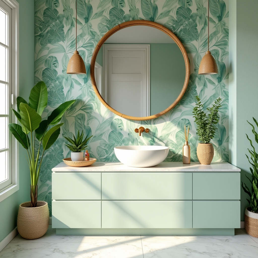 Tropical Seafoam Green Bathroom