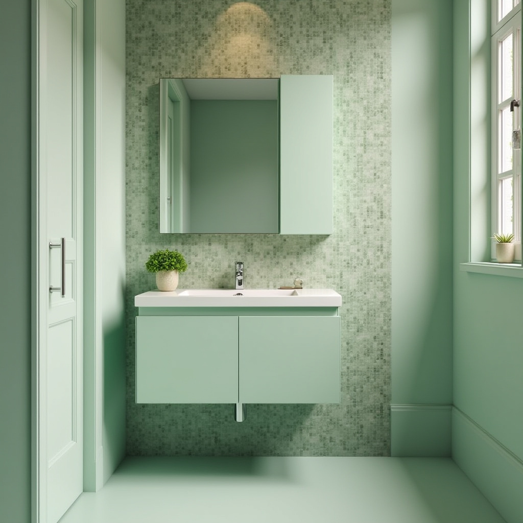 Compact Sage Green Bathroom