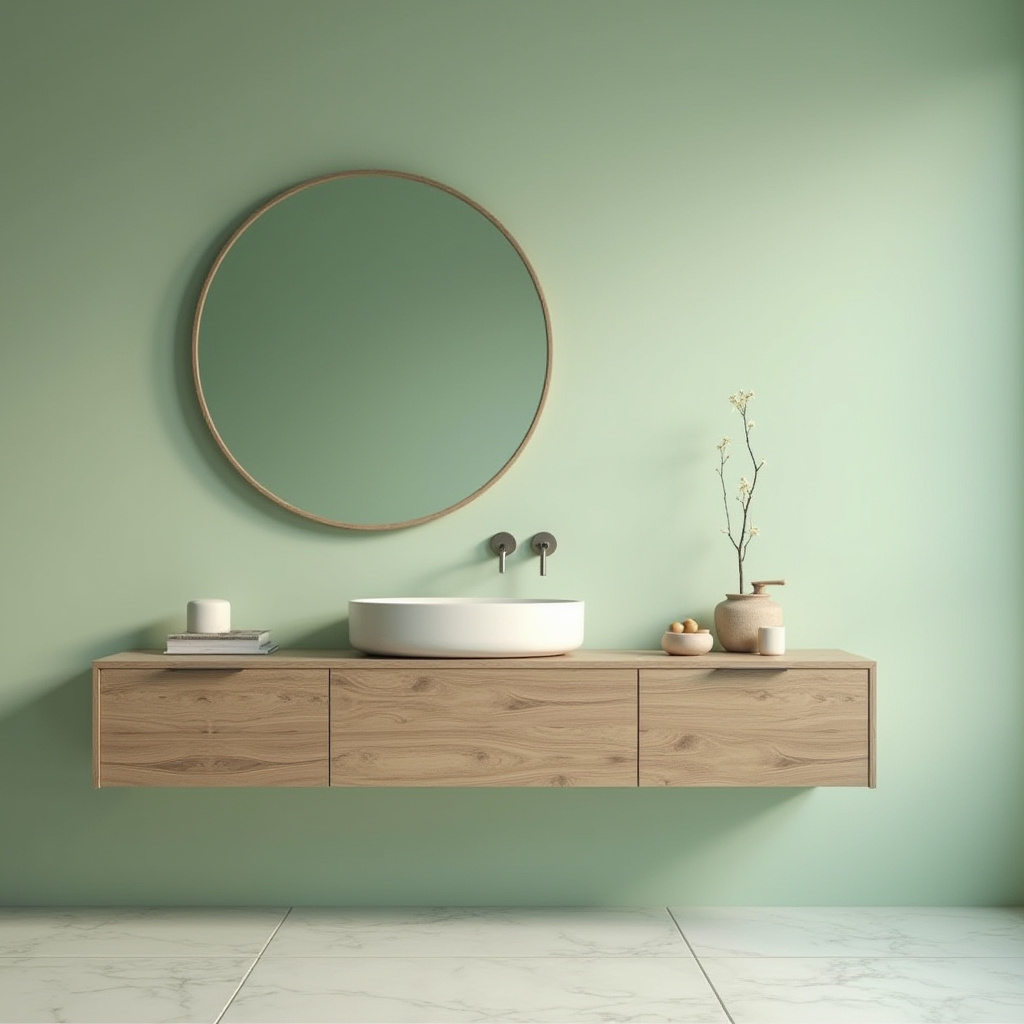 Japandi Style Pale Pistachio Bathroom