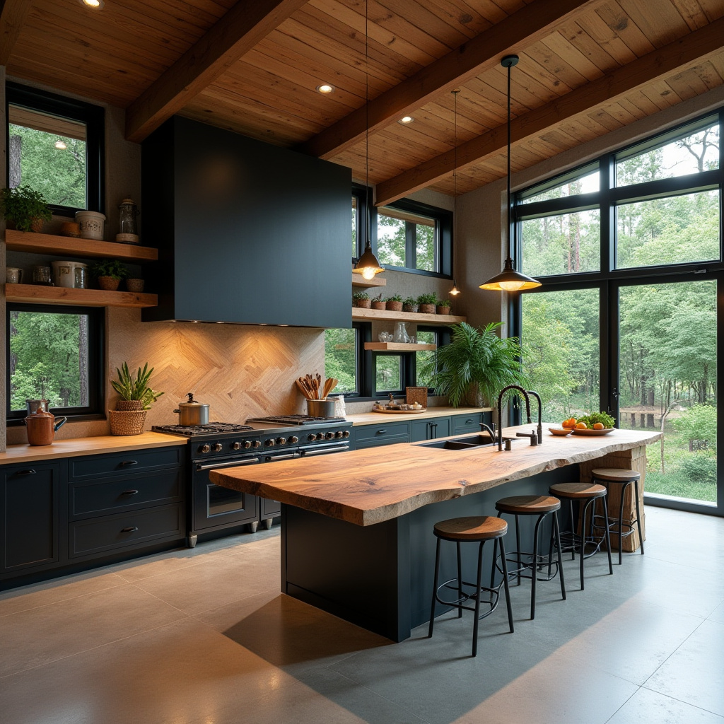 Rustic-Modern Kitchen with Live-Edge Wood Island