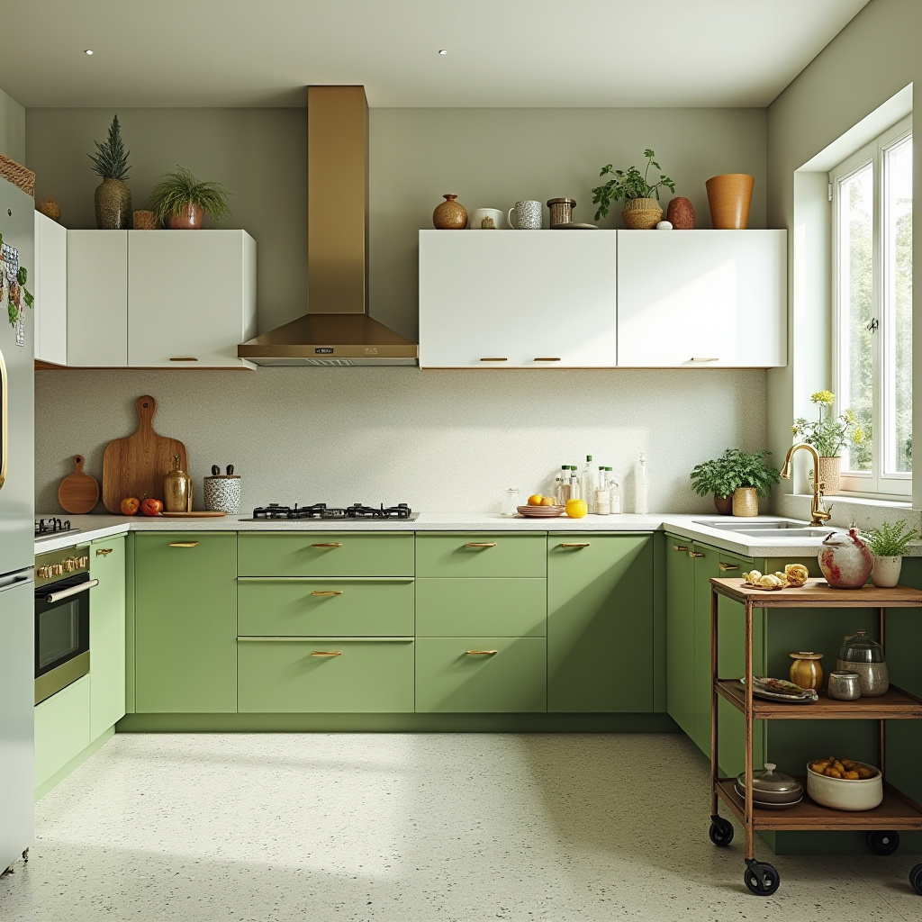 mid-century modern avocado green kitchen