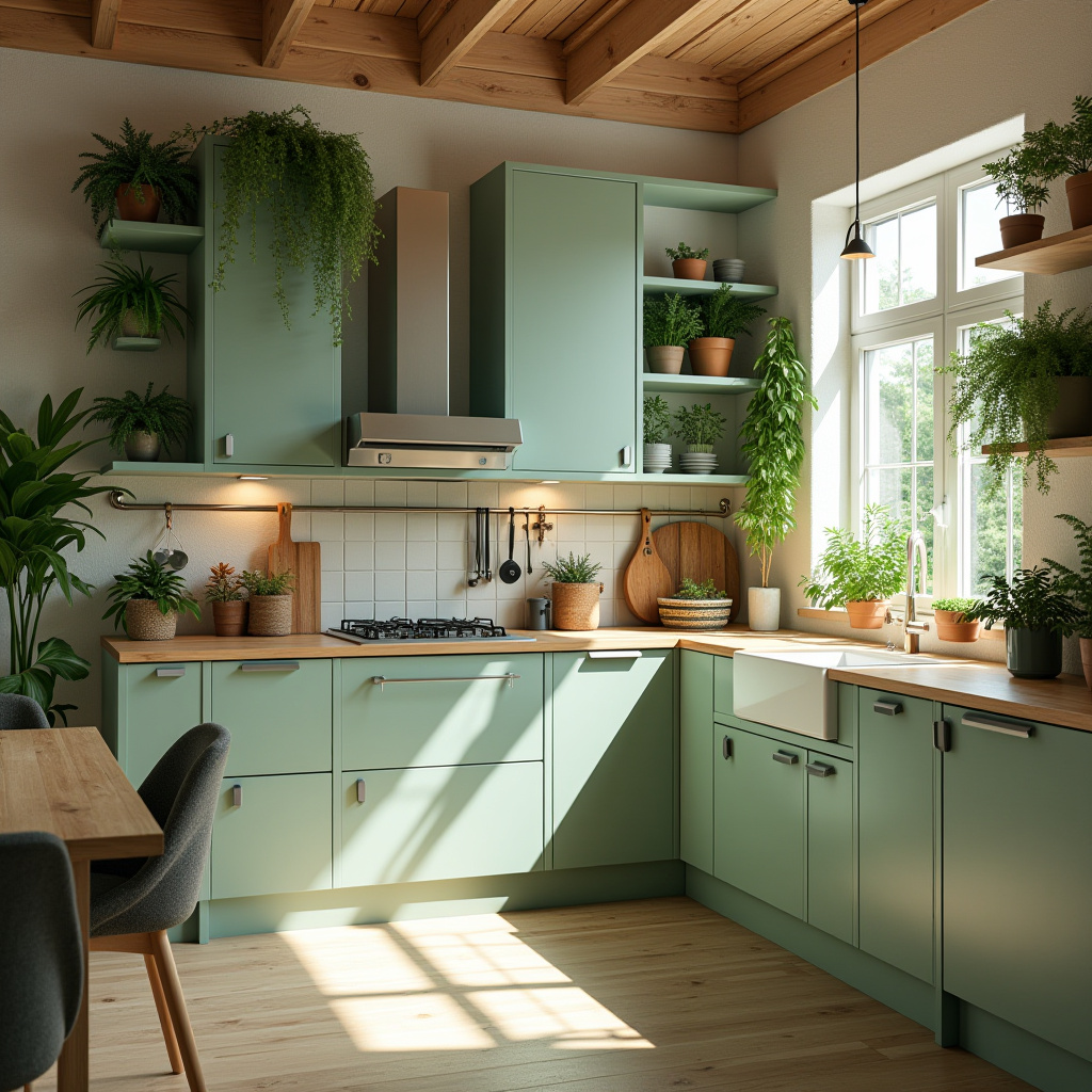 eco-friendly sage green kitchen