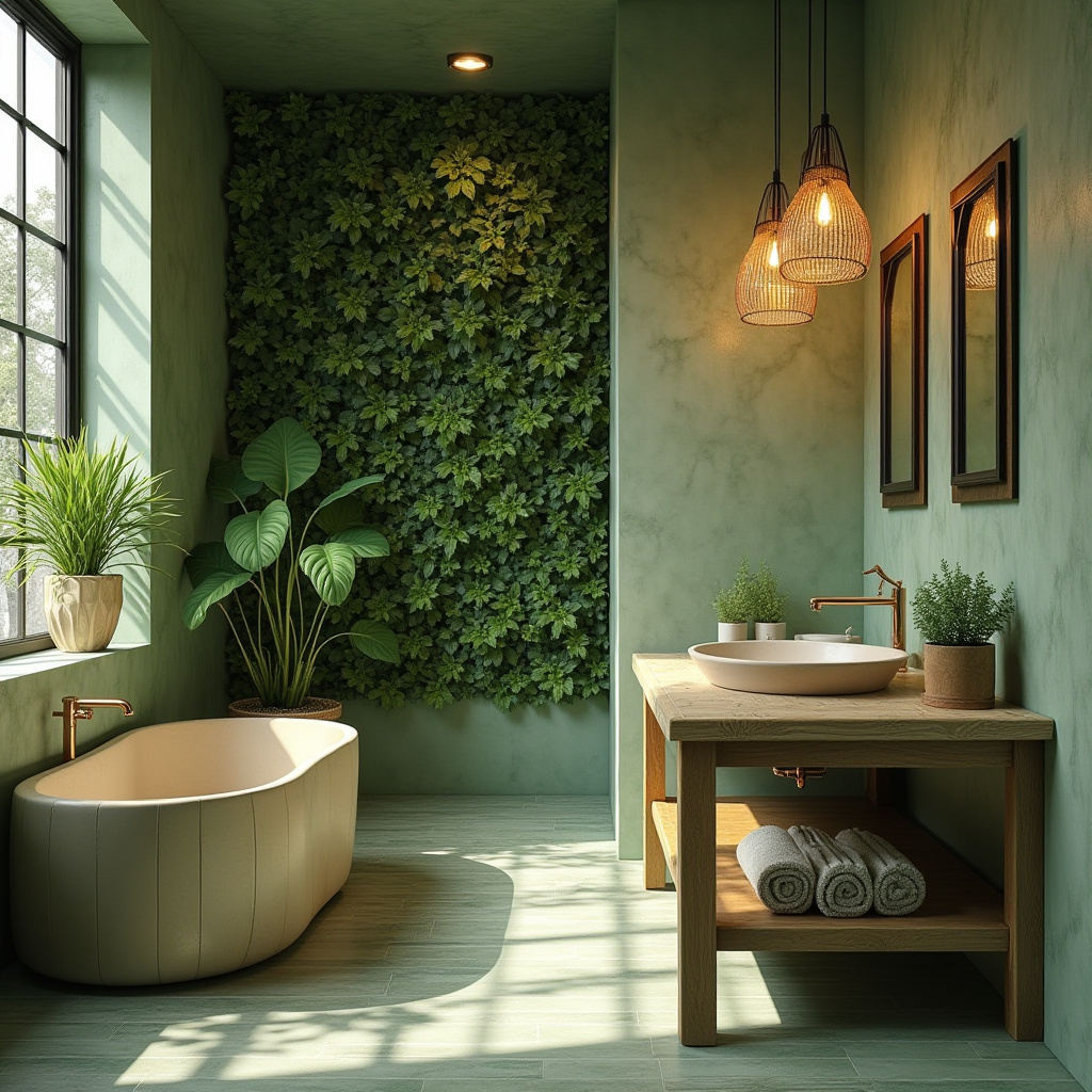 eco-friendly green and gold bathroom