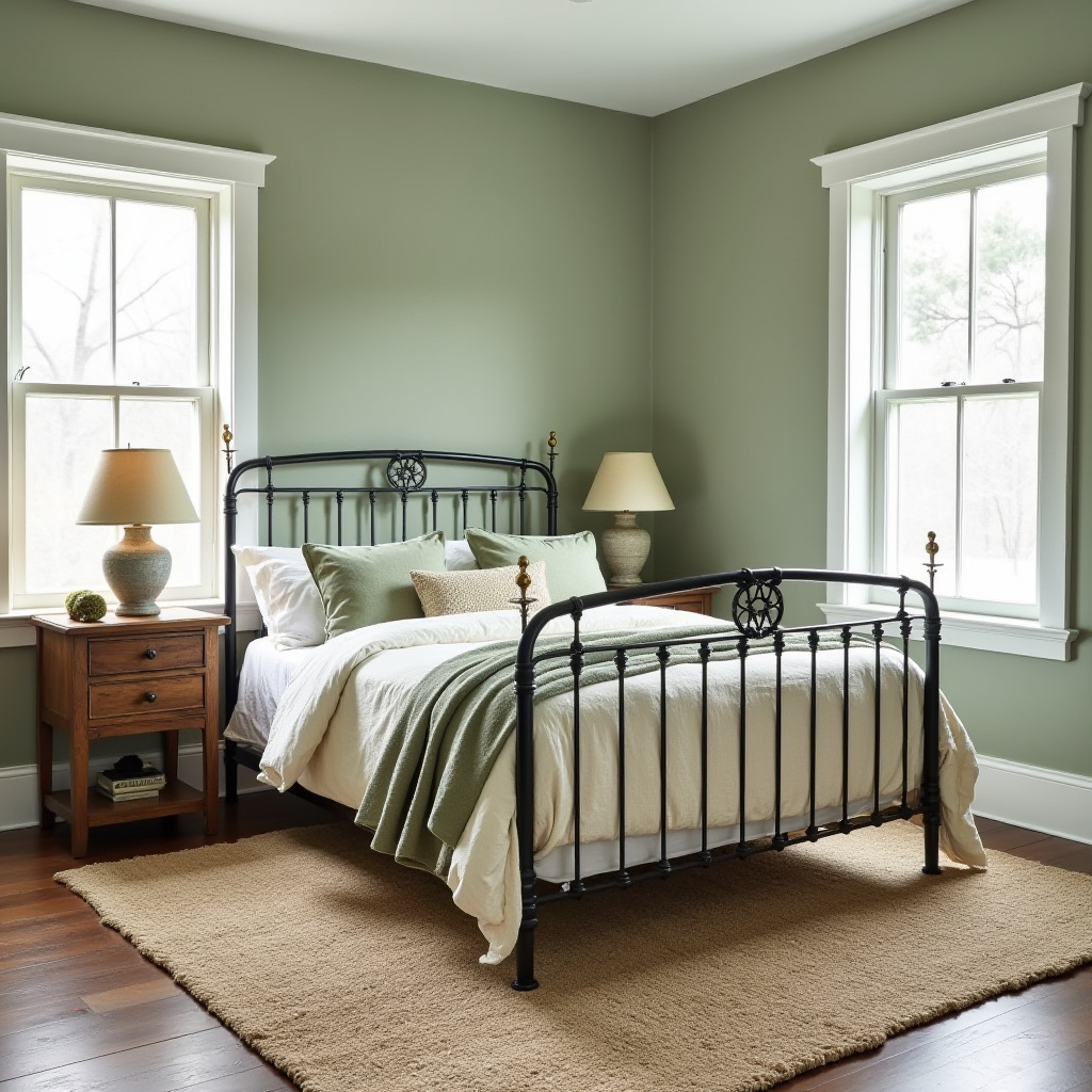 farmhouse bedroom paint colors muted sage green