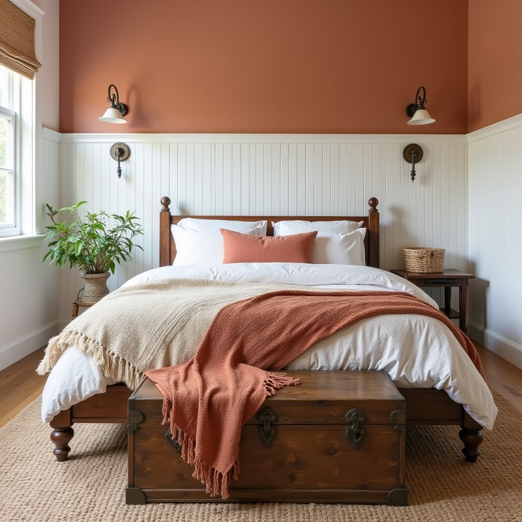 farmhouse bedroom paint colors soft terracotta