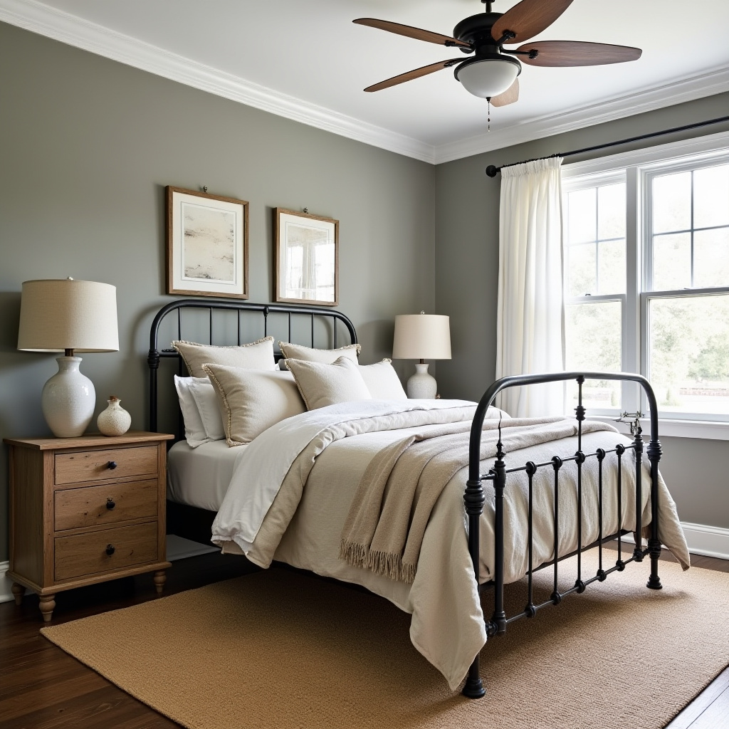 farmhouse bedroom paint colors warm grey