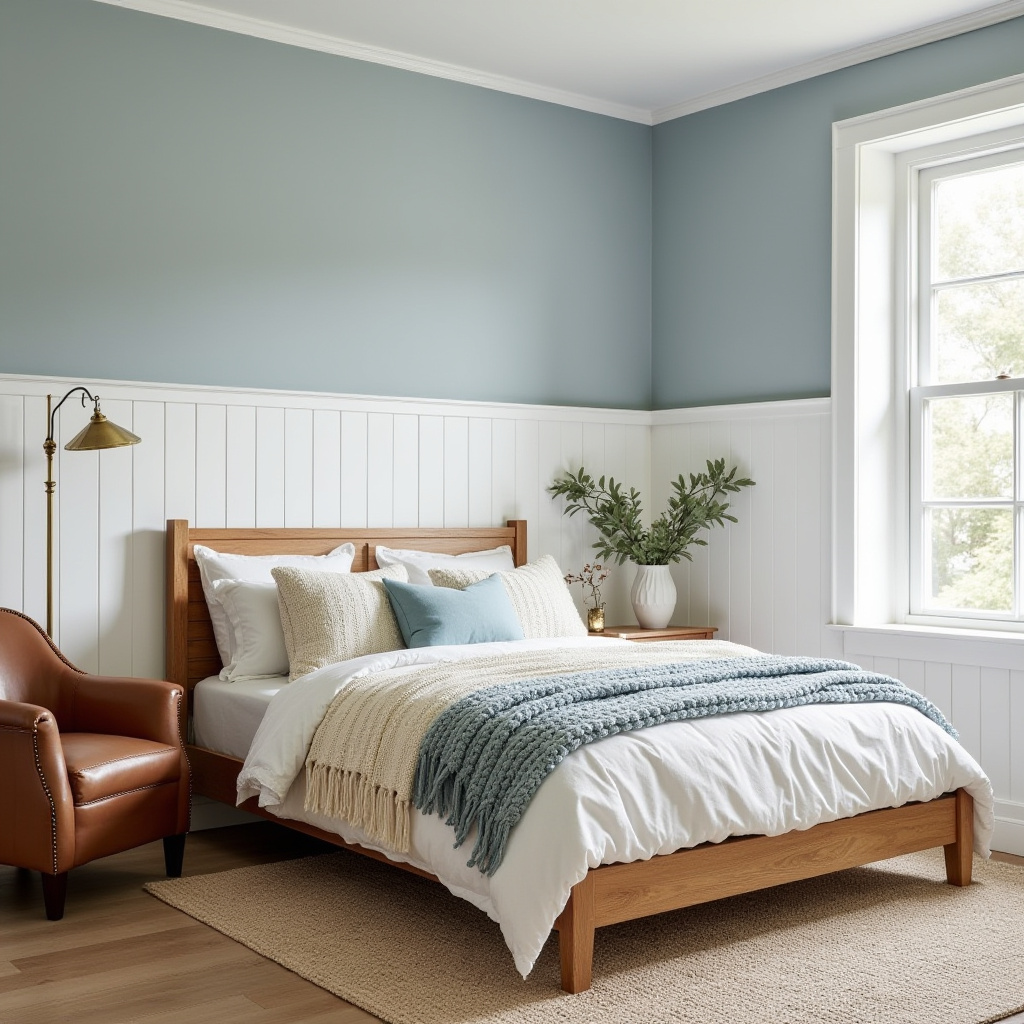 farmhouse bedroom paint colors pale blue-grey