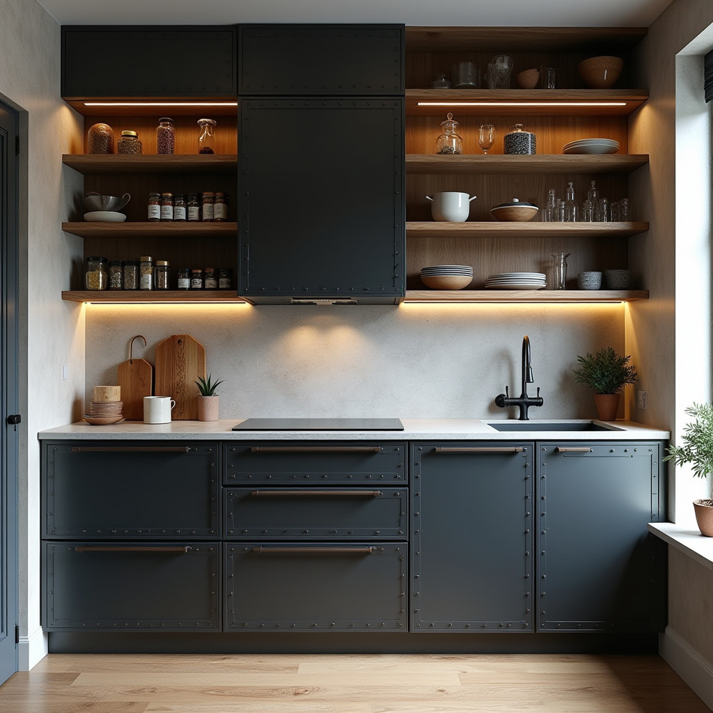 Industrial style kitchen cabinets