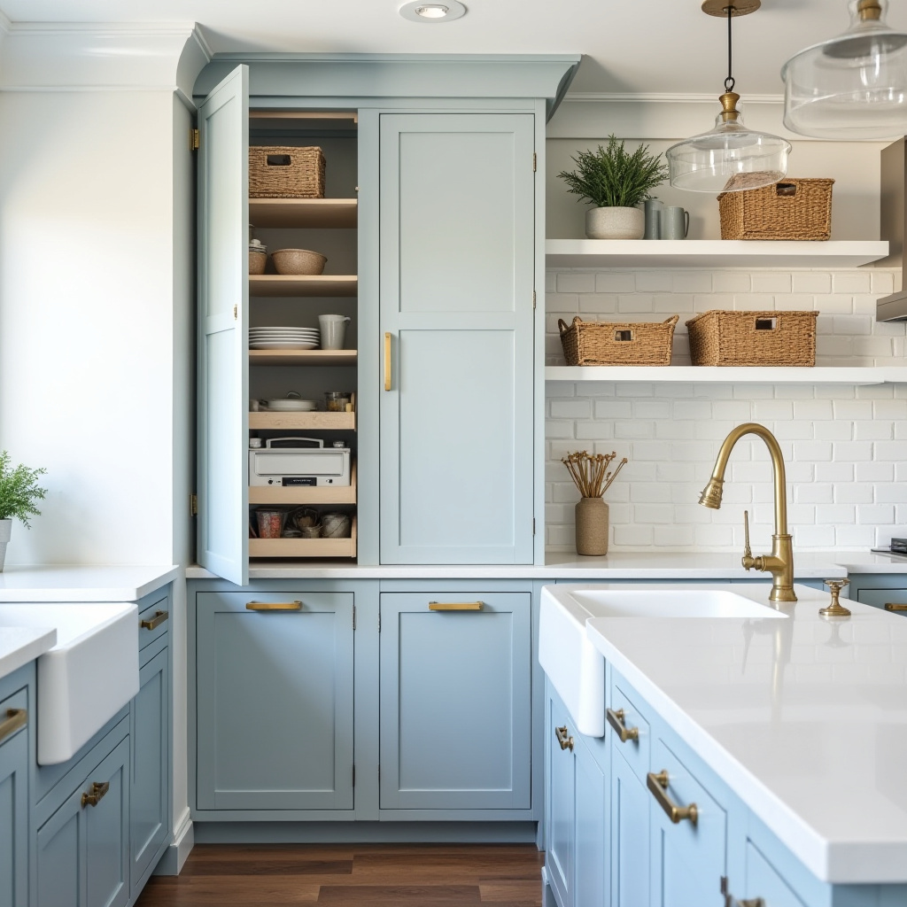 Coastal style kitchen cabinets