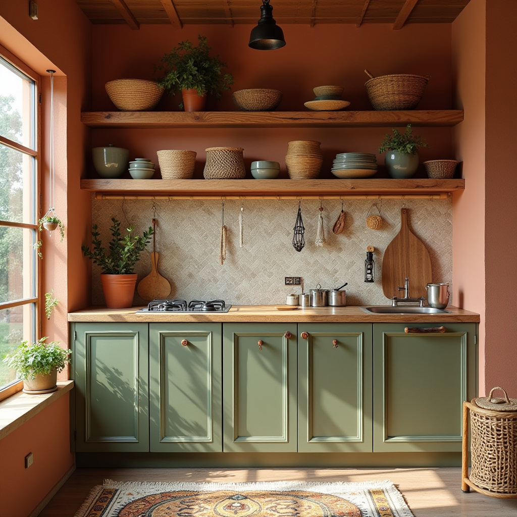 Bohemian style kitchen cabinets