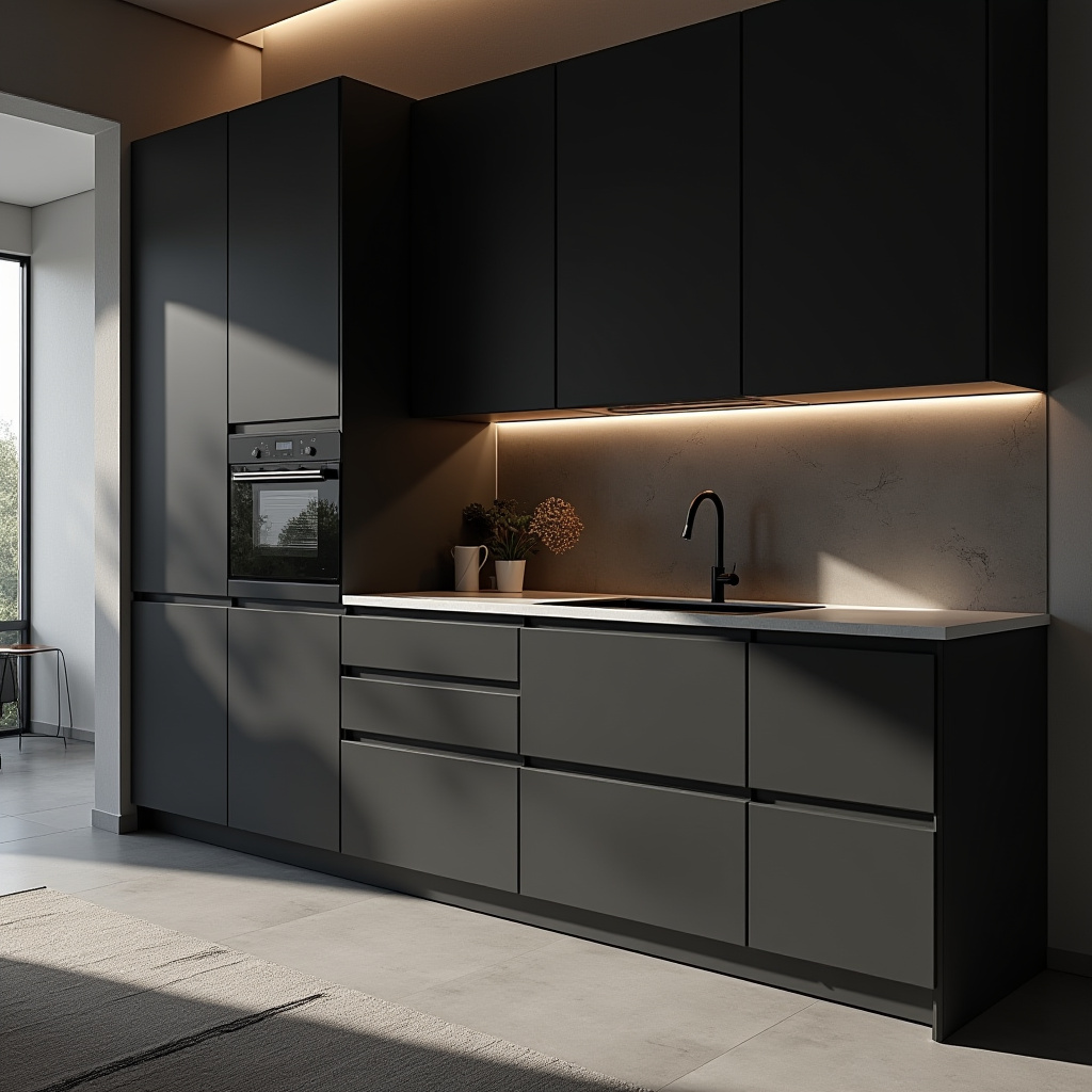 Monochrome kitchen cabinets