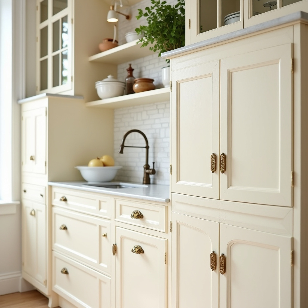 Parisian style kitchen cabinets
