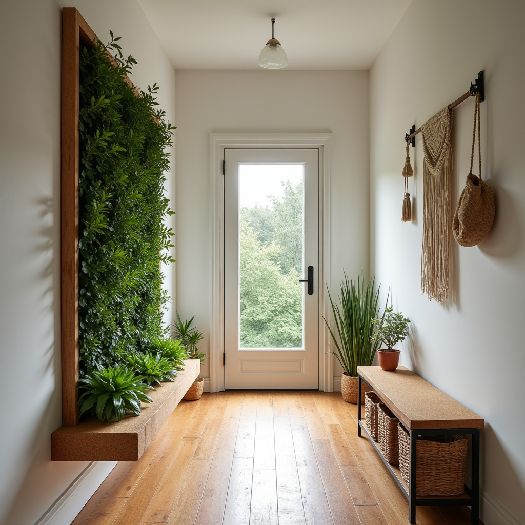 Eco-friendly hallway with plant wall