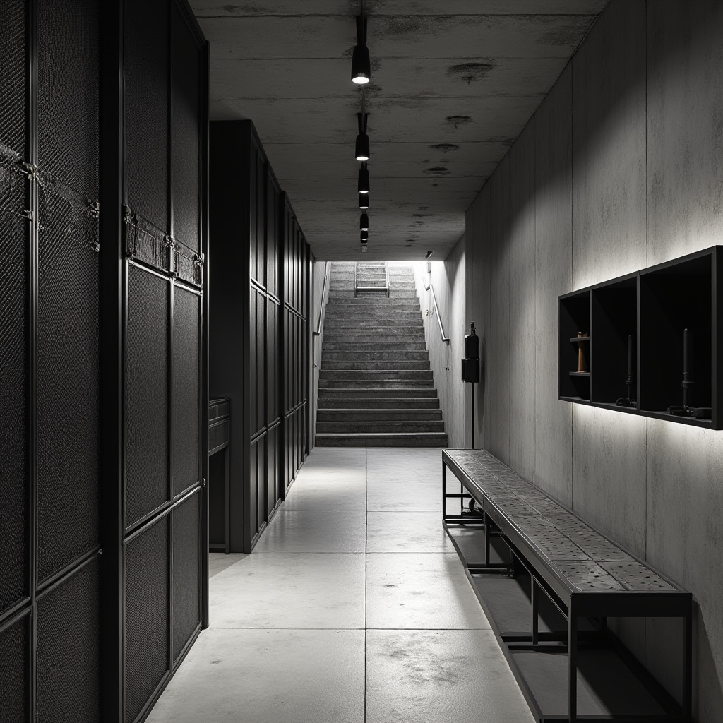 Contemporary hallway with concrete walls