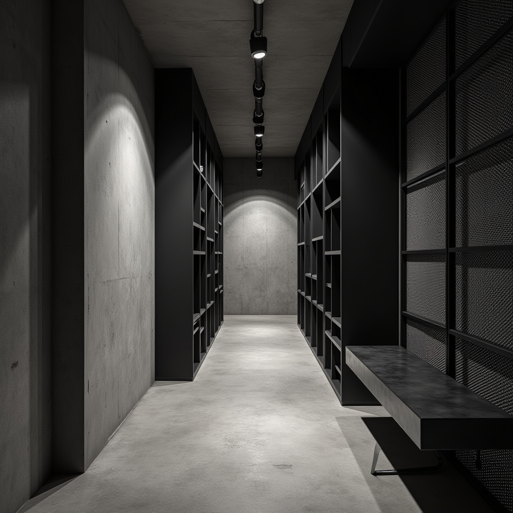 Hallway with metal mesh storage and urban art