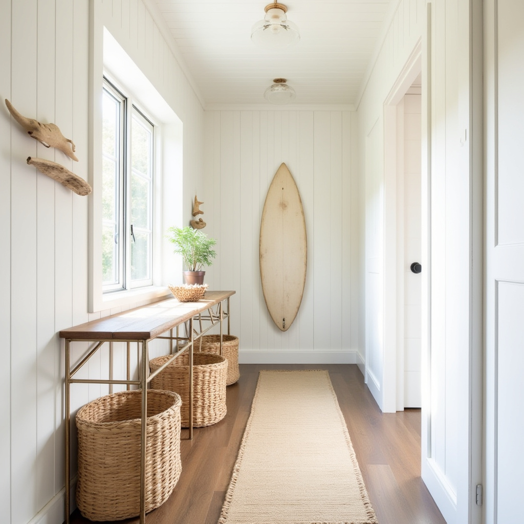 Californian casual hallway with whitewashed wood