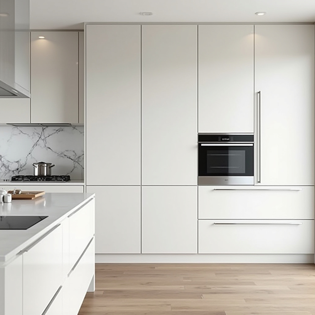 Monochromatic Scandinavian kitchen cabinets