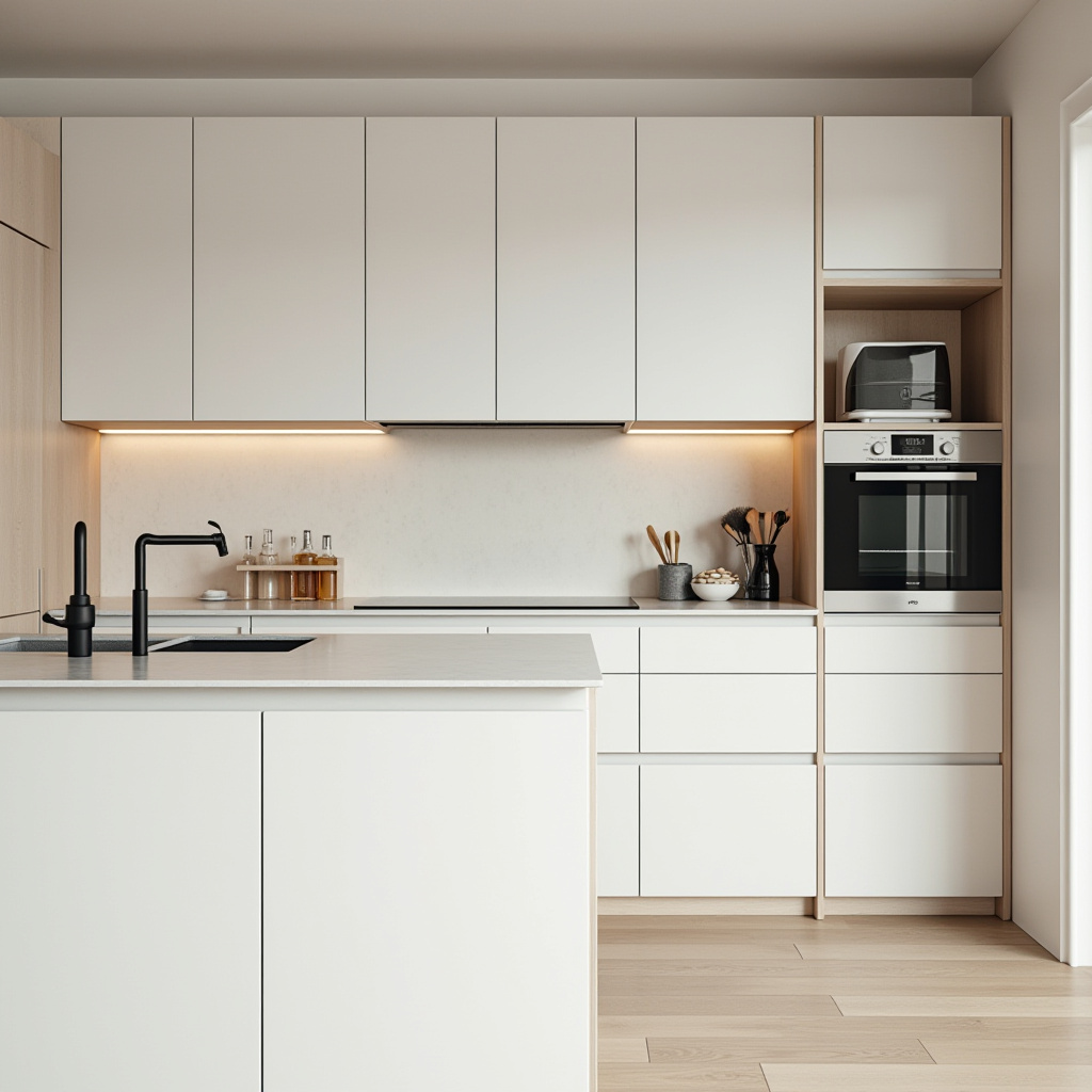 Scandinavian kitchen cabinets with smart technology