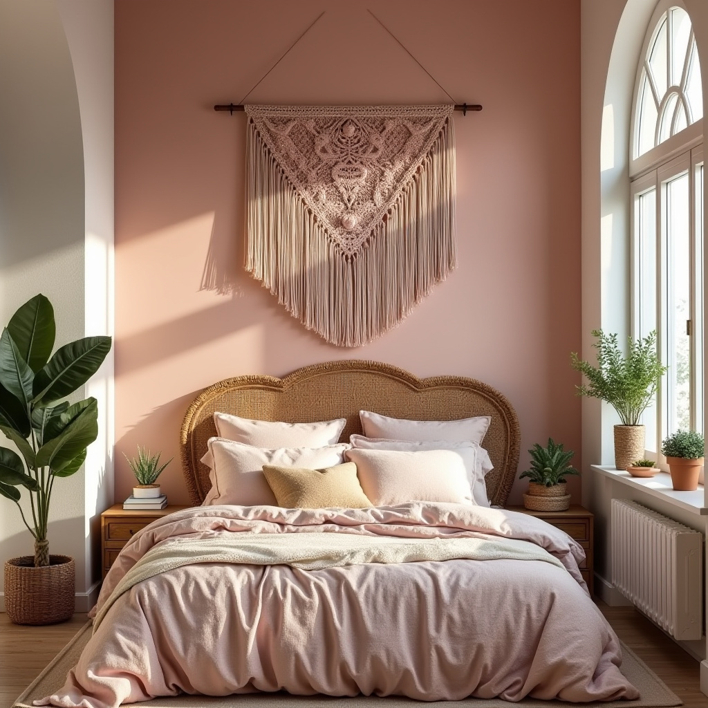 boho dusky pink bedroom