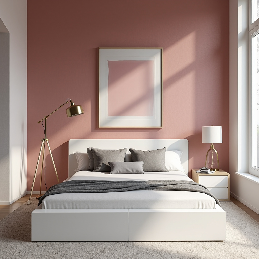 modern dusky pink bedroom