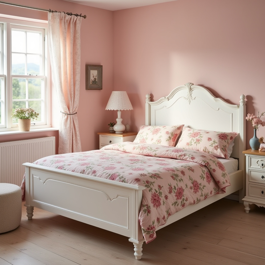 romantic cottage dusky pink bedroom